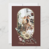 Floral Lijst kerstfeestdag Foto gepersonaliseerd Feestdagenkaart (Voorkant)