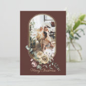 Floral Lijst kerstfeestdag Foto gepersonaliseerd Feestdagenkaart (Staand voorkant)