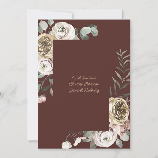 Floral Lijst kerstfeestdag Foto gepersonaliseerd Feestdagenkaart (Achterkant)