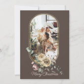 Floral Lijst kerstfeestdag Foto gepersonaliseerd Feestdagenkaart (Voorkant)