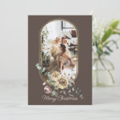 Floral Lijst kerstfeestdag Foto gepersonaliseerd Feestdagenkaart (Staand voorkant)