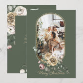 Floral Lijst kerstfeestdag Foto gepersonaliseerd Feestdagenkaart (Voorkant / Achterkant)