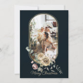 Floral Lijst kerstfeestdag Foto gepersonaliseerd Feestdagenkaart (Voorkant)