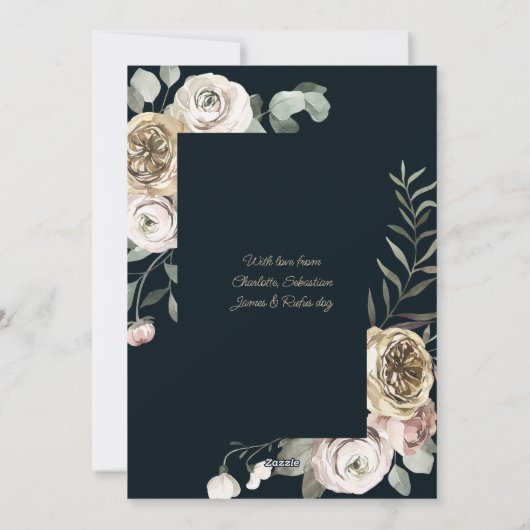 Floral Lijst kerstfeestdag Foto gepersonaliseerd Feestdagenkaart (Achterkant)