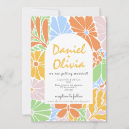 Floral Lijst Kleurrijke Retro bruiloft Kaart