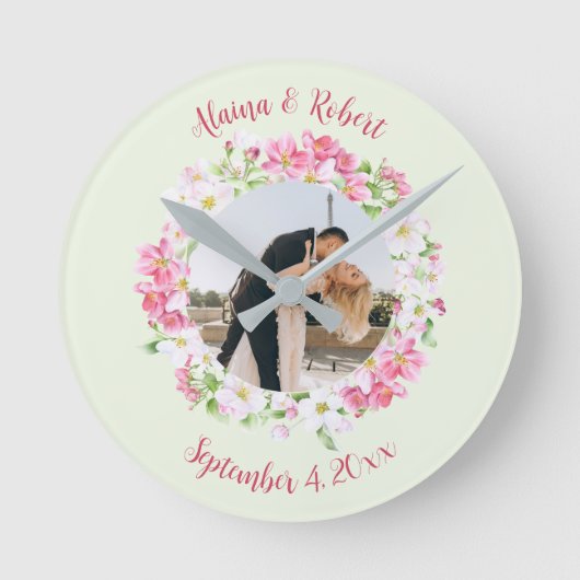 Floral Lijst koppelt Foto met gepersonaliseerde te Ronde Klok (Voorkant)