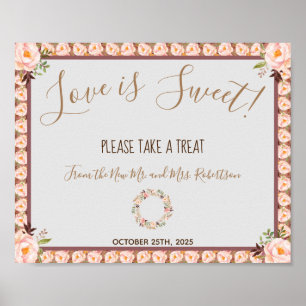 Floral Lijst Love is Sweet Vrijgezellenfeest Weddi Poster