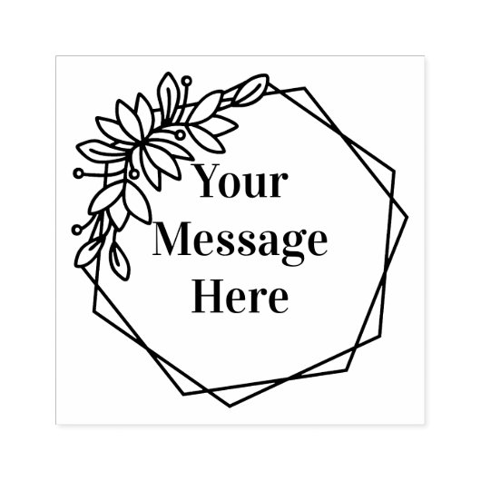 Floral Lijst met Uw Bericht Rubberstempel (Afrduk)