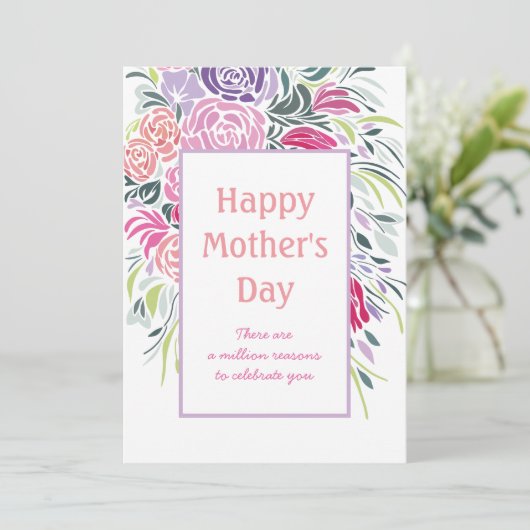 Floral Lijst Moederdag Kaart (Staand voorkant)