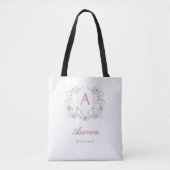 Floral Lijst Monogram Bruidsmeisje Tote Bag (Voorkant)