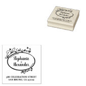 Floral Lijst Namen Script & Bruiloft Retouradres Rubberstempel (Gestempeld)
