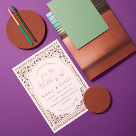 Floral Lijst  Oosterse grens bruiloft Kaart