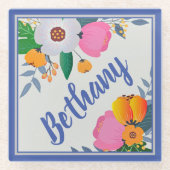 Floral Lijst op maat Glazen Onderzetter (Voorkant)