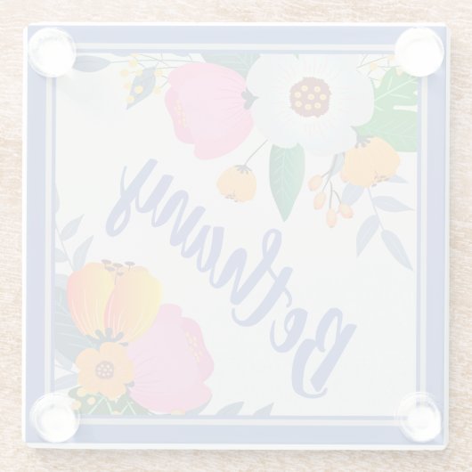 Floral Lijst op maat Glazen Onderzetter (Achterkant)