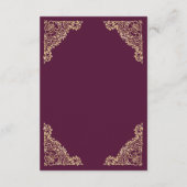 Floral Lijst Plum en Gold Islamic Muslim Mehndi Informatiekaartje (Achterkant)