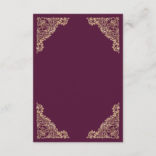 Floral Lijst Plum en Gold Islamic Muslim Mehndi Informatiekaartje (Achterkant)