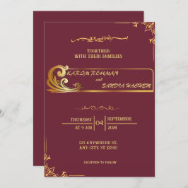 Floral Lijst Plum en Gold Islamic Muslim Weduwen Kaart