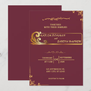 Floral Lijst Plum en Gold Islamic Muslim Weduwen Kaart