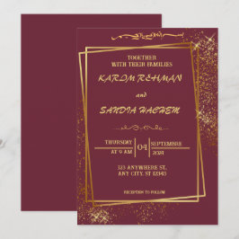 Floral Lijst Plum en Gold Islamic Muslim Weduwen Kaart