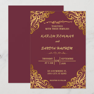 Floral Lijst Plum en Gold Islamic Muslim Weduwen Kaart