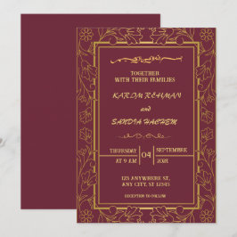 Floral Lijst Plum en Gold Islamic Muslim Weduwen Kaart