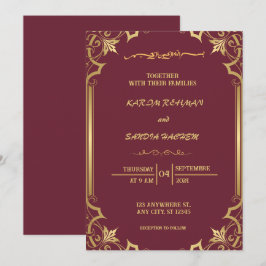 Floral Lijst Plum en Gold Islamic Muslim Weduwen Kaart