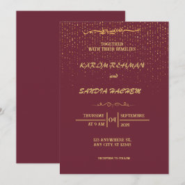 Floral Lijst Plum en Gold Islamic Muslim Weduwen Kaart