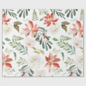 Floral Lijst Poinsettia Gift Wrap Cadeaupapier (Vlak)