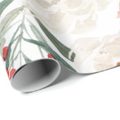 Floral Lijst Poinsettia Gift Wrap Cadeaupapier (Rol Hoek)