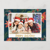 Floral lijst prettige feestdagen briefkaart (Voorkant)