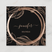 Floral Lijst QR Code Logo Black Roos Royal Vierkante Visitekaartje (Voorkant)