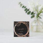 Floral Lijst QR Code Logo Black Roos Royal Vierkante Visitekaartje (Staand voorkant)