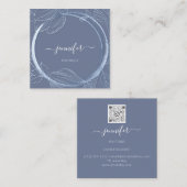 Floral Lijst QR Code Logo Blue Smoky Royal Vierkante Visitekaartje (Voorkant / Achterkant)