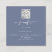 Floral Lijst QR Code Logo Blue Smoky Royal Vierkante Visitekaartje (Achterkant)