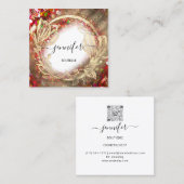 Floral Lijst QR Code Logo Gold Red Confetti Royal Vierkante Visitekaartje (Voorkant / Achterkant)
