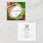 Floral Lijst QR Code Logo Gold Red Green Royal Vierkante Visitekaartje (Voorkant / Achterkant)