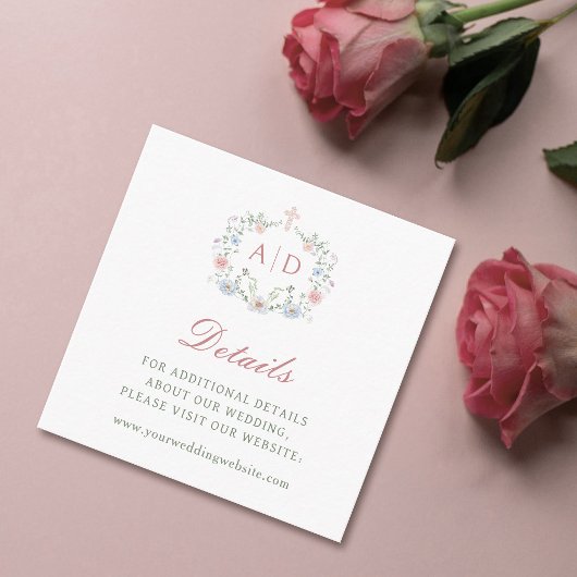 Floral Lijst Religious Wedding Details Website Informatiekaartje