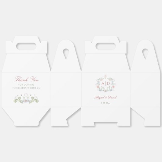 Floral Lijst Religious Wedding Monograms Gable Bedankdoosjes (Ongevouwen)
