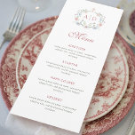 Floral Lijst Religious Wedding Monograms Menu<br><div class="desc">Elegante bloemen religieuze bruiloft menukaarten</div>
