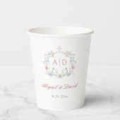 Floral Lijst Religious Wedding Monograms Papieren Bekers (Achterkant)