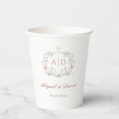 Floral Lijst Religious Wedding Monograms Papieren Bekers (Voorkant)