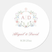 Floral Lijst Religious Wedding Monograms Ronde Sticker (Voorkant)