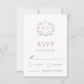 Floral Lijst Religious Wedding Monograms RSVP Card (Voorkant)
