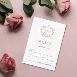 Floral Lijst Religious Wedding Monograms RSVP Card Kaartje