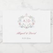 Floral Lijst Religious Wedding Monograms Sparkling Wijnetiket (Enkel label)