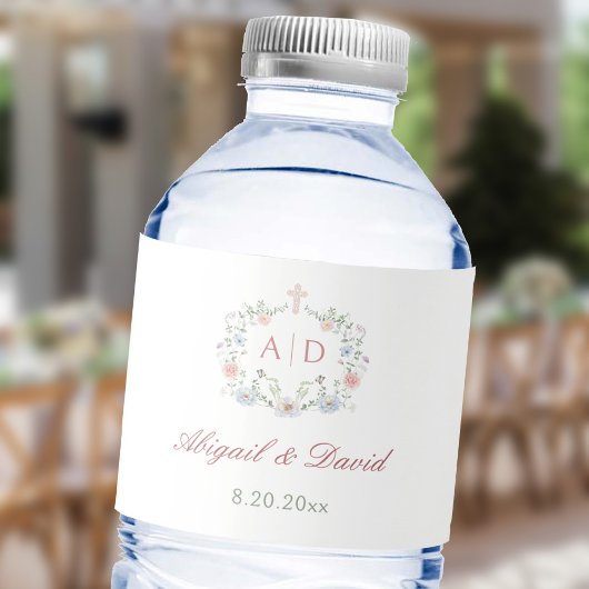 Floral Lijst Religious Wedding Monograms Waterfles Etiket
