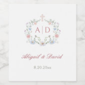 Floral Lijst Religious Wedding Monograms Wijn Etiket (Enkel label)