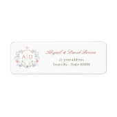 Floral Lijst Religious Wedding Retouradres Etiket (Voorkant)