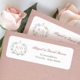 Floral Lijst Religious Wedding Retouradres Etiket