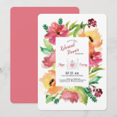 Floral Lijst repetitie Dinner Invitation Kaart (Voorkant / Achterkant)
